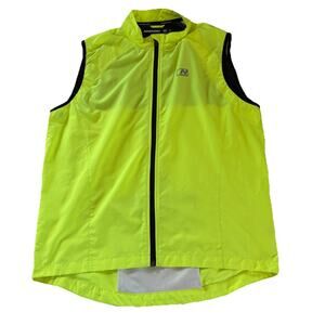Nishiki Men’s Reflective Yellow Cycling Vest Size Medium Back Zip Pocket